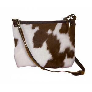 NEW HAWKS & DOVES loretta pouch in brown and white spots